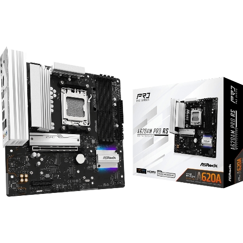 Материнская плата ASRock A620AM Pro RS, AM5, AMD A620, 4xDDR5, 2xSATA, 3xM.2, 1xPCIe 4.0 x16, 1xPCIe 3.0 x2, 1xDP, 1xHDMI, 1x2.5Gb LAN, 1xUSB-C 5Gbps, 3xUSB-A 5Gbps, 4xUSB-A 2.0, 3x3.5 мм, 7.1, mATX