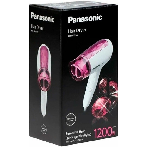 Фен Panasonic EH-ND21-P615 белый/розовый, 1200 Вт, компактный