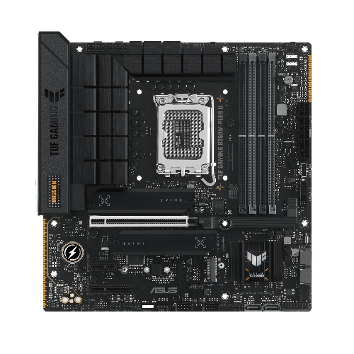 Материнская плата ASUS TUF GAMING B760M-PLUS II, LGA 1700, Intel B760, 4xDDR5, 4xSATA, 3xM.2, 1xPCIe 5.0 x16, 1xPCIe x4, 1xPCIe x1, 1xUSB-A 3.2 Gen 2, 2xUSB-A 3.2 Gen 1, 4xUSB 2.0, 1xUSB-C 3.2 Gen 2x2, 1x2.5Gb LAN, 5x3.5 мм, 7.1, mATX