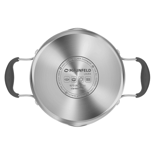 Кастрюля Maunfeld LAURA MCS22S08GR из нержавеющей стали со стеклянной крышкой, 18 см, 2,2 л.