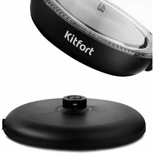 Чайник электрический Kitfort КТ-625-1 1.7л. 2200Вт черный/голубой (корпус: стекло)