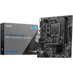 Материнская плата MSI PRO H610M-S DDR4, LGA 1700, Intel H610, 2xDDR4, 2xSATA, 1xM.2, 1xPCIe 4.0 x16, 1xPCIe 3.0 x1, 1xHDMI, 1x1Gb LAN, 4xUSB 2.0, 2xUSB 3.2 Gen 1, 3x3.5 мм, 7.1, Micro-ATX