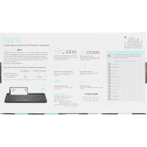 Клавиатура беспроводная A4Tech Fstyler FBK30 черный/серый USB BT/Radio slim Multimedia