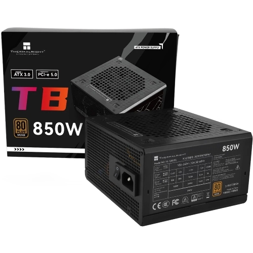 Блок питания Thermalright TR-TB850S 850W 80 PLUS Bronze, (ATX, 3, PCIe 5.0, Non-modular, 1x24(20+4)pin 550мм, 1xCPU*2 8(4+4)pin 600+150мм, 1xPCIe*2 8(6+2)pin 500+150мм, 1x12VHPWR PCIe 5.0 12+4pin 600мм, 1xSATA*3+MOLEX4pin*1 400+150+150+150мм, 1xSATA*2+MOLEX4pin*2 400+150+150+150мм, Active, 120x120мм, 150x140x86mm, APFC,)