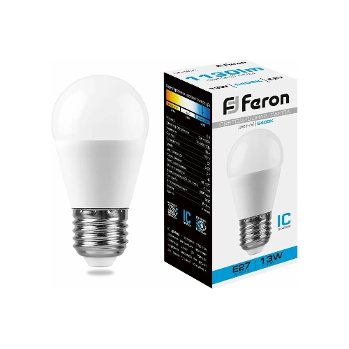 Лампа светодиодная Feron LB-950 13Вт Е27 дневной матовый шар