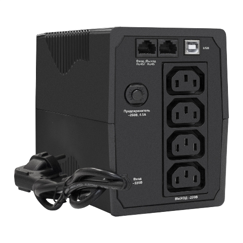 Источник бесперебойного питания ExeGate Power Back BNB-1000.LED.AVR.4C13.RJ.USB 1000VA/550W, LED, AVR, 4*C13, RJ45/11,USB, черный