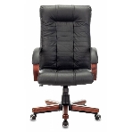 Кресло Бюрократ KB-10WALNUT/B/LEATH черный, кожа
