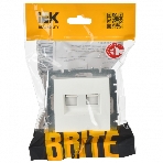 Розетка компьютерная двойная IEK BRITE РК10-2-БрБ RJ45 кат.5E белый