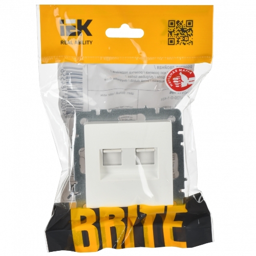 Розетка компьютерная двойная IEK BRITE РК10-2-БрБ RJ45 кат.5E белый