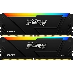 Оперативная память Kingston Fury Beast, DDR4, 64Gb (2x32Gb), 3600MHz, CL18, DIMM, с радиаторами, RGB, черный