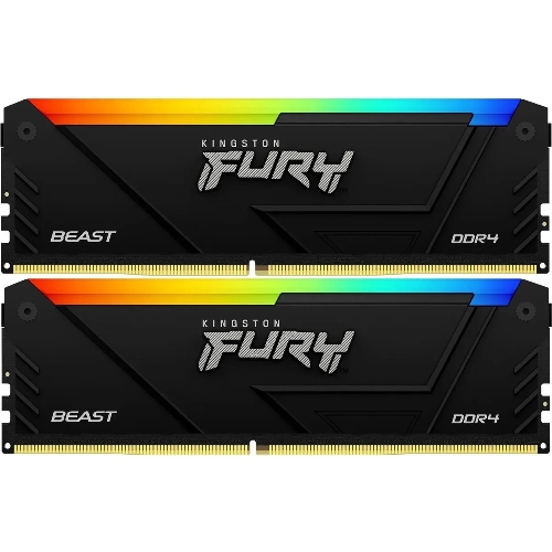 Оперативная память Kingston Fury Beast, DDR4, 64Gb (2x32Gb), 3600MHz, CL18, DIMM, с радиаторами, RGB, черный