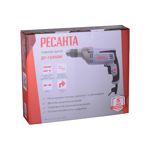 Дрель ударная Ресанта ДУ-15/950М 950Вт патрон:кулачковый реверс