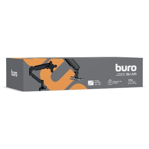 Кронштейн для мониторов ЖК Buro BU-M11 черный 17"-32" макс.10кг крепление к столешнице поворот и наклон