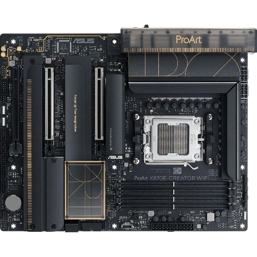 Материнская плата ASUS PROART X870E-CREATOR WIFI, AM5, AMD X870E, 4xDDR5, 4xSATA, 4xM.2, 2xPCIe 5.0 x16, 1xPCIe 4.0 x4, 2xUSB-C 40Gbps, 1xUSB-C 20Gbps, 7xUSB-A 10Gbps, 1xUSB-A 2.0, 1xDP (v1.4), 1xHDMI (v2.1), 1x10Gb LAN, 1x2.5Gb LAN, Wi-Fi 7, Bluetooth 5.4, 3x3.5 мм, 7.1, ATX