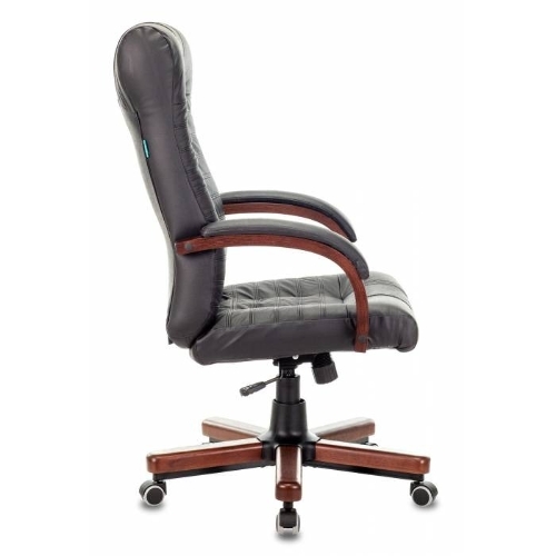 Кресло Бюрократ KB-10WALNUT/B/LEATH черный, кожа
