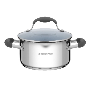 Кастрюля Maunfeld LAURA MCS22S08GR из нержавеющей стали со стеклянной крышкой, 18 см, 2,2 л.