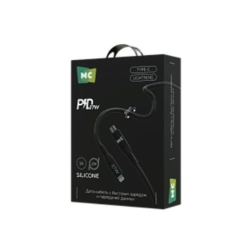 Дата-кабель MORE CHOICE (4620202554581) K83ia 2м USB 3.0A PD 27W для Lightning ng 8-pin -2 м, черный