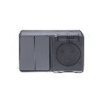 Блок ОП AtlasDesign Profi54 розетка 16А 250В с заземл. защ. шторки + 2-кл. выключатель 10А IP54 антрацит SchE