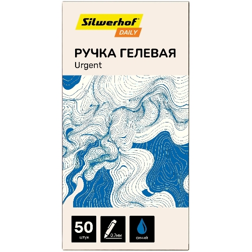 Ручка гелевая Silwerhof Daily Urgent, d=0.7мм, синие чернила, сменный стержень, линия 0.5мм, резиновая манжета