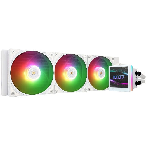 Водяное охлаждение для процессора Thermalright Grand Vision 360 (360mm, LED, White, ARGB/Fans: 3x120mm, 80.45CFM, 29.4dBA, 2150RPM/Pump height 72.5mm, 6400RPM, Rad thickness 27mm/S: 1700, 1200, 1851, 115X, 2011, 2066, AM5, AM4)