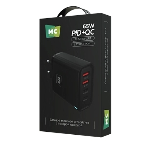 Сетевое зарядное устройство MORE CHOICE NC95 2USB+2Type-C 3.0A PD 65W, черный