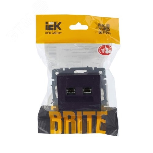 Розетка компьютерная двойная IEK BRITE РК10-2-БрЧ RJ45 кат.5E черный