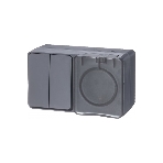 Блок ОП AtlasDesign Profi54 розетка 16А 250В с заземл. защ. шторки + 2-кл. выключатель 10А IP54 антрацит SchE