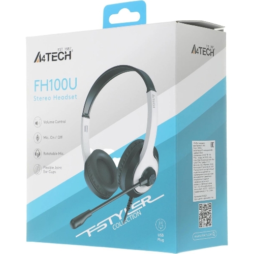 Гарнитура A4Tech Fstyler FH100U белый/черный, проводная