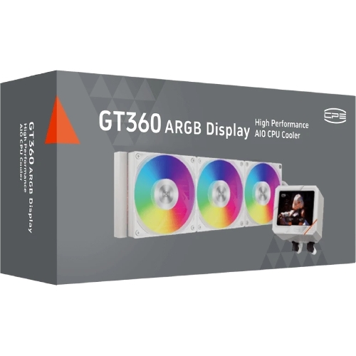 Система охлаждения PCCooler GT360 ARGb Display WH (310W, 360мм, LED temp., белый, ARGb/Fans: 3x120мм, 99CFM, 41.5dBA, 3000RPM/Pump 15dBA, 2600RPM, Rad thickness 27мм/S: 1851, 1700, 1200, 115X, AM5, AM4)