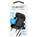 Сетевое зарядное устройство Qumo Energy PD 20Вт (модель 0109), Type-C PD + USB-A QC3.0,+ кабель 1м. Type-C на Type-C, черный