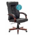 Кресло Бюрократ KB-10WALNUT/B/LEATH черный, кожа