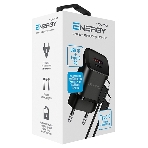 Сетевое зарядное устройство Qumo Energy PD 20Вт (модель 0109), Type-C PD + USB-A QC3.0,+ кабель 1м. Type-C на Type-C, черный