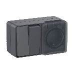 Блок ОП AtlasDesign Profi54 розетка 16А 250В с заземл. защ. шторки + 2-кл. выключатель 10А IP54 антрацит SchE