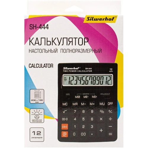 Калькулятор настольный Silwerhof SH-444 черный 12-разр.