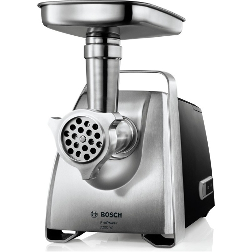 Мясорубка электрическая Bosch MFW68660 черный, 2200 Вт, 4.3 кг/мин, реверс, защита от перегрузки, металлический лоток, насадки - 10