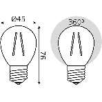 Лампа светодиодная филаментная Gauss Filament 8Вт цок.: E27 шар св. свеч. бел. нейт. (упак.: 10 шт)