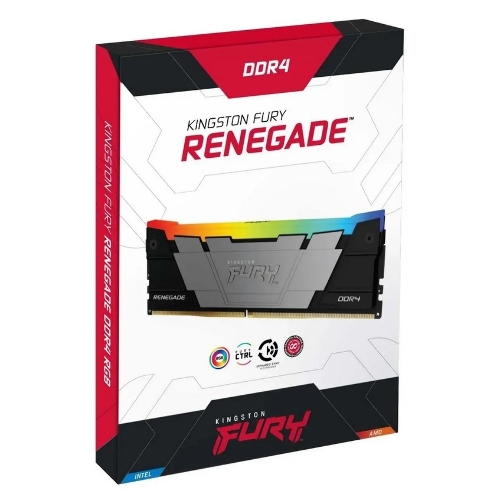 Оперативная память Kingston Fury Renegade, DDR4, 128Gb (4x32Gb), 3600MHz, CL18, DIMM, радиатор, RGB, черный/серебристый