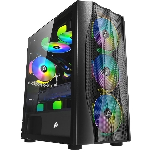 Компьютерный корпус 1STPLAYER FIREBASE X3-M Black, mATX, TG, 4x120мм LED fans inc.