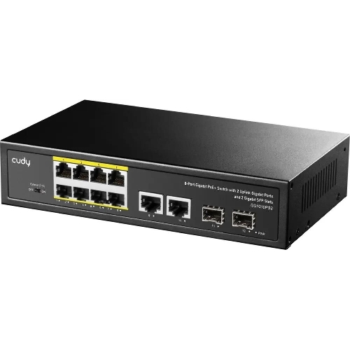 Коммутатор Cudy GS1010PS2, 8×1 Гбит/с, 2×1 Гбит/с Combo (RJ-45/SFP), 2×1 Гбит/с SFP