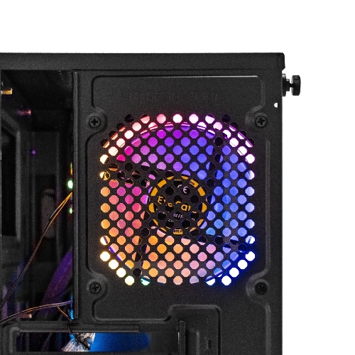 Компьютерный корпус Minitower ExeGate Mistery R2-NPX500 (mATX, БП 500NPX с вент. 12 см, 2*USB+1*USB 3.0, аудио, черный, 1 вент. 12см с RGb подсветкой и полоса на передней панели, боковая панель - закаленное стекло)