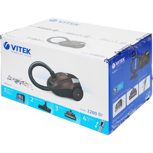Пылесос Vitek VT-8138 коричневый/черный, 350/2200 Вт, уборка сухая, пылесборник мешок 2 л