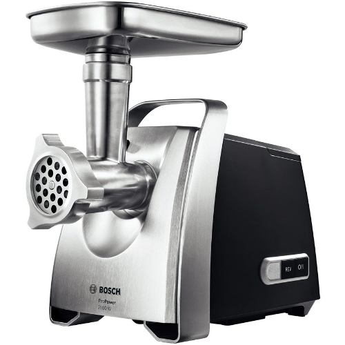 Мясорубка электрическая Bosch MFW68660 черный, 2200 Вт, 4.3 кг/мин, реверс, защита от перегрузки, металлический лоток, насадки - 10