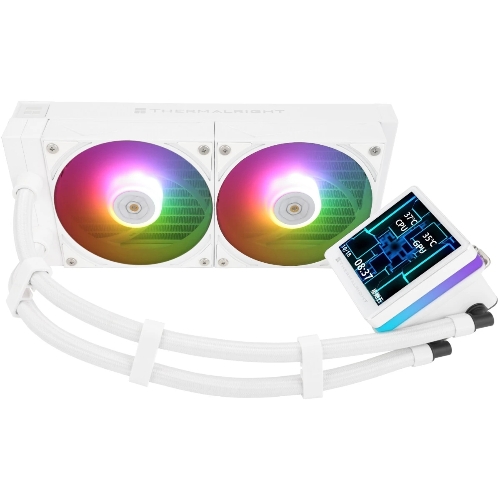 Водяное охлаждение для процессора Thermalright Grand Vision 240 (240mm, LED, White, ARGB/Fans: 2x120mm, 80.45CFM, 29.4dBA, 2150RPM/Pump height 72.5mm, 6400RPM, Rad thickness 27mm/S: 1700, 1200, 1851, 115X, 2011, 2066, AM5, AM4)