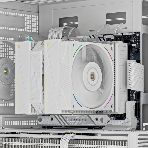 Кулер для процессора Thermalright Royal Pretor 130 Ultra White (4-pin PWM, 158mm, Ni/Cu, 7x6mm, 1x120mm ARGB +1x130mm, 69CFM/81.88CFM, 27dBA/28.3dBA, 2150RPM/1750RPM, S: 1200, 1700, 1851, 115X, 2011, 2066, AM4, AM5, white)