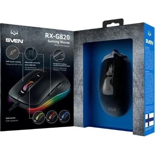 Мышь проводная SVEN RX-G820 черный, 4800 dpi, USB, кнопки - 6