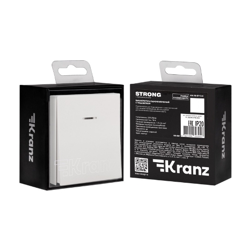 Выключатель Kranz STRONG 1 кл с подсветкой 10А с/у жемчуг