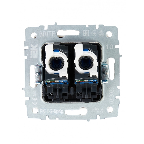 Розетка компьютерная двойная IEK BRITE РК10-2-БрКр (BR-K20-1-K10) СП RJ45 кат.5E бежевый