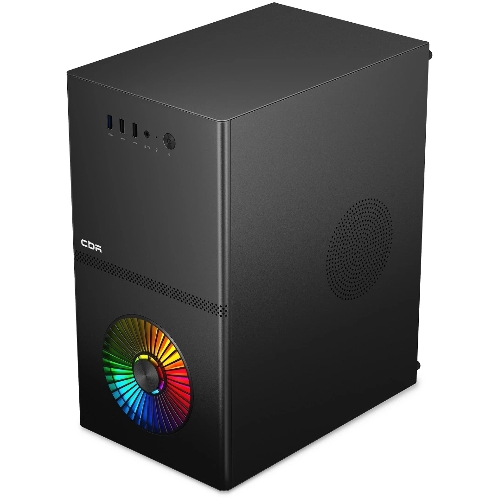 Компьютерный корпус CBR mATX Minitower V867, без БП, 1хUSB 3.0, 2хUSB 2.0, HD Audio+Mic, Rainbow Fan, Black PCC-MATX-V867-WPSU