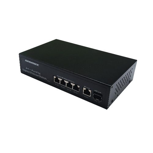 Коммутатор неуправляемый NEOMAX NMS-106PoE-1000-S, 6 портов 1000 Mbps, 4xPoE + 1xSFP, металл