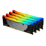 Оперативная память Kingston Fury Renegade, DDR4, 128Gb (4x32Gb), 3600MHz, CL18, DIMM, радиатор, RGB, черный/серебристый